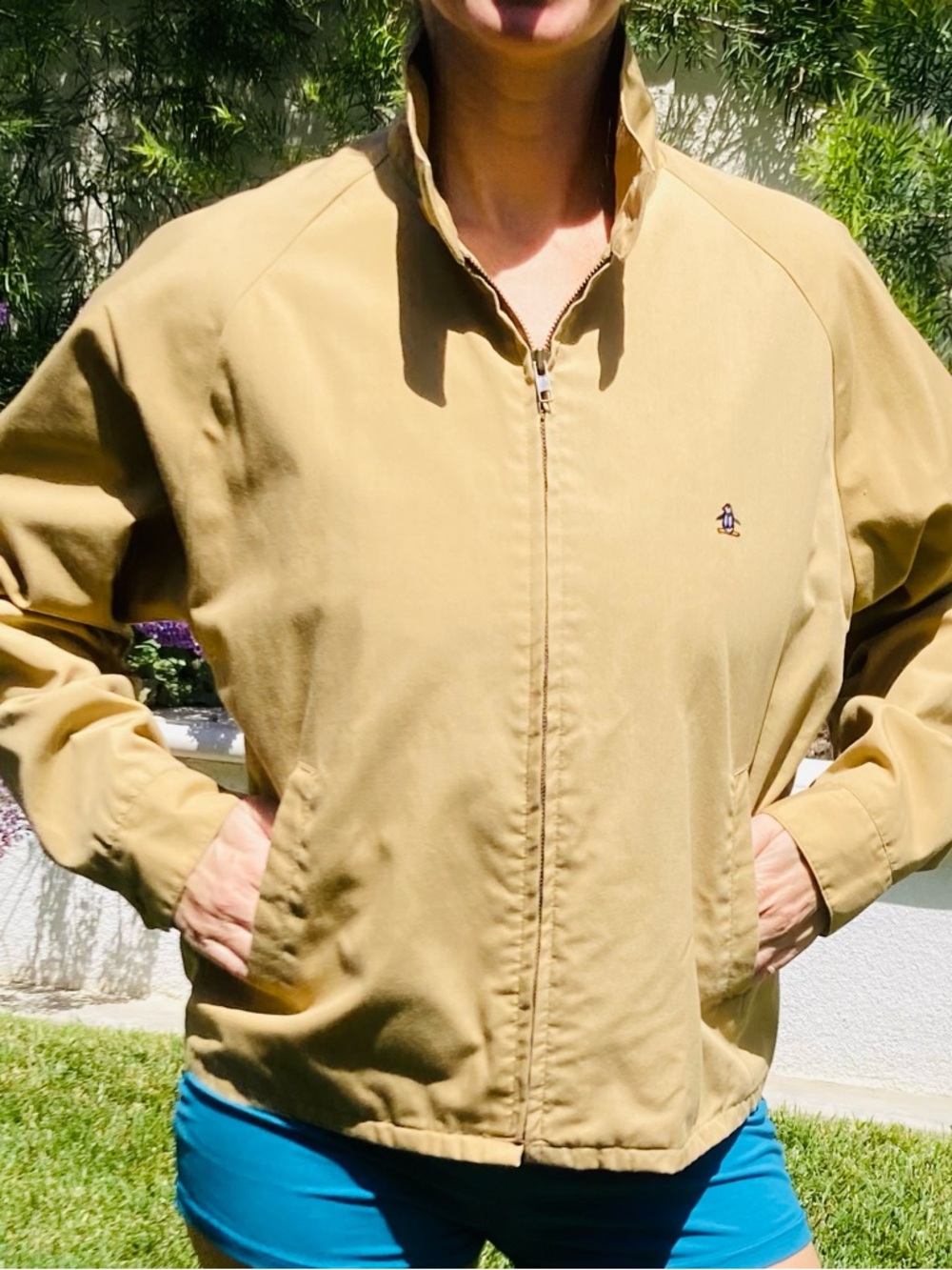 Original Penguin Tan Bomber Jacket with Small Embroidered Logo